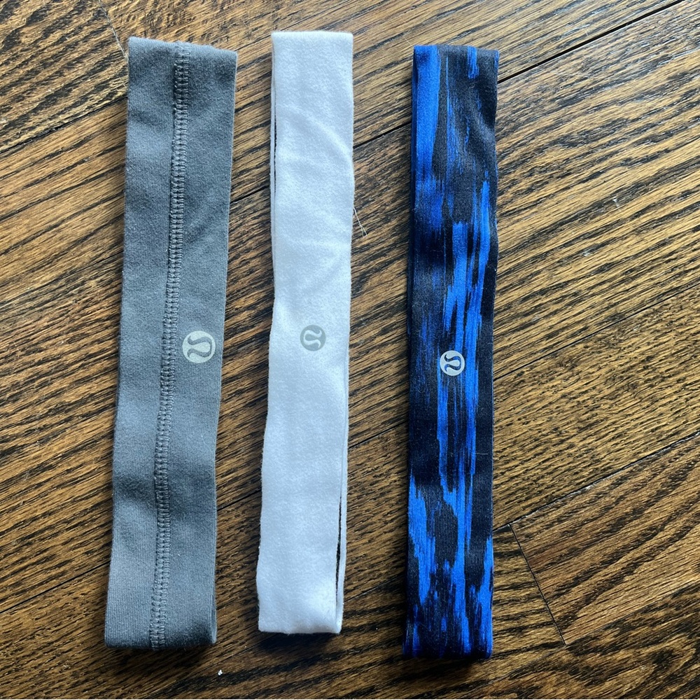 Lululemon Headband Set - Gray, White, Blue